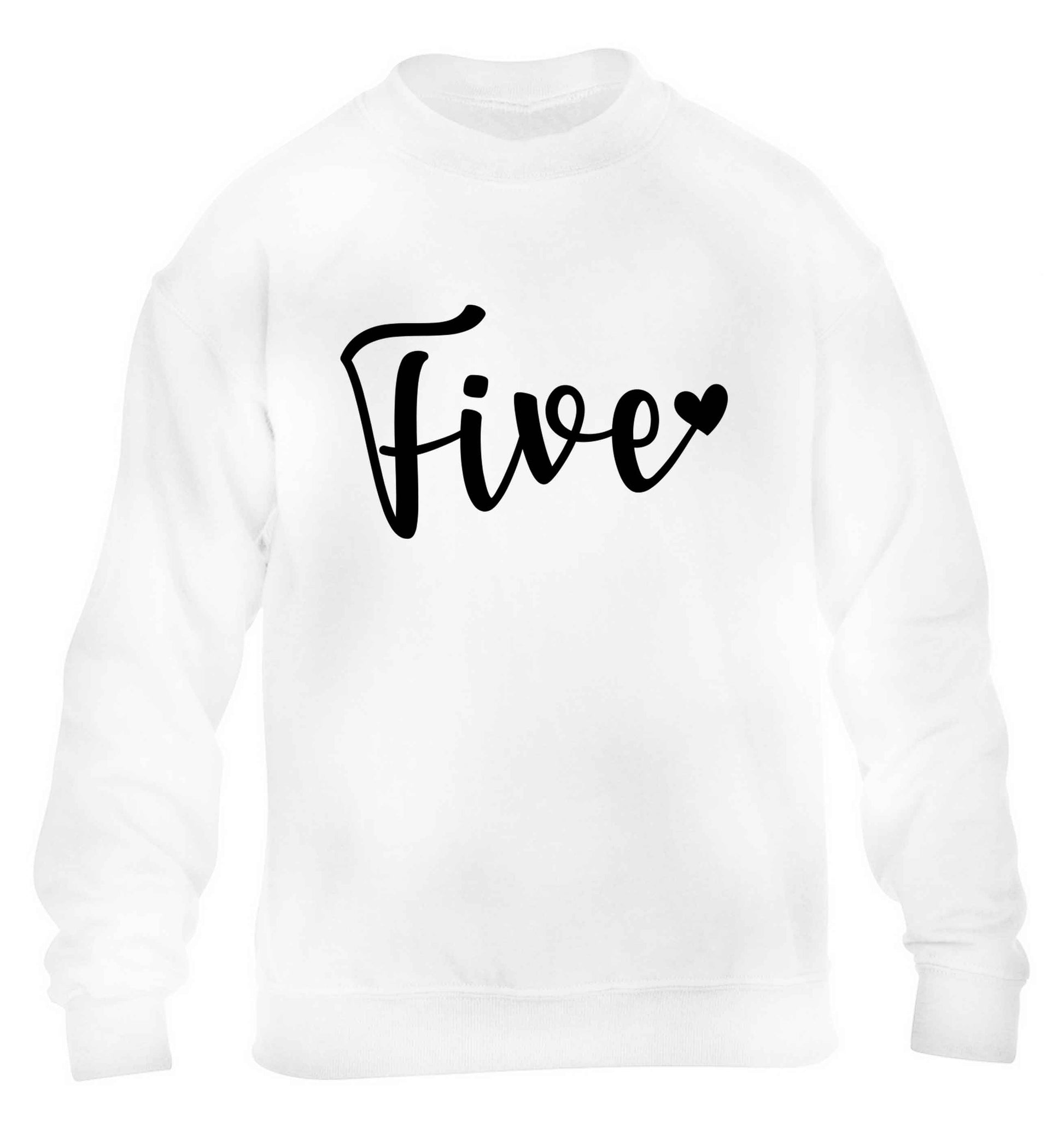 Five and heart children's white sweater 12-13 Years