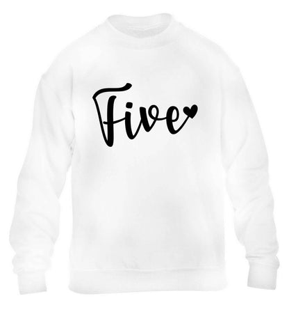 Five and heart children's white sweater 12-13 Years