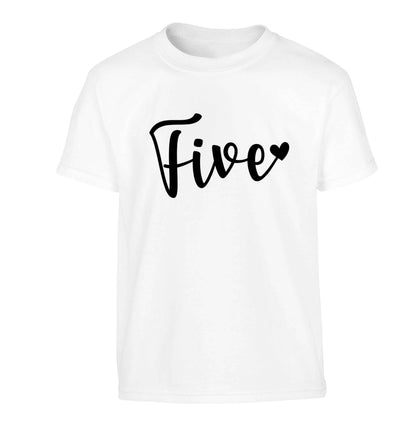 Five and heart Children's white Tshirt 12-13 Years