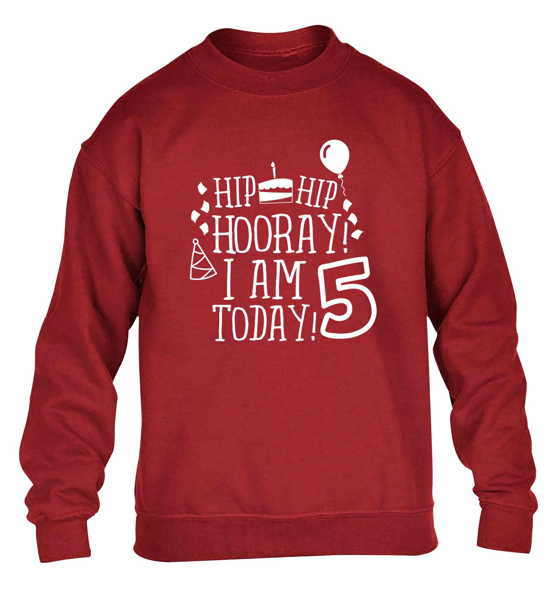 Hip hip hooray I am five today! children's grey sweater 12-13 Years