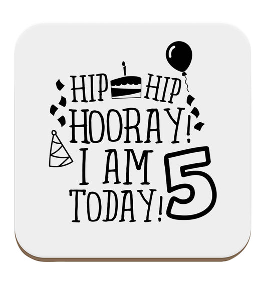 Hip hip hooray I am five today! set of four coasters
