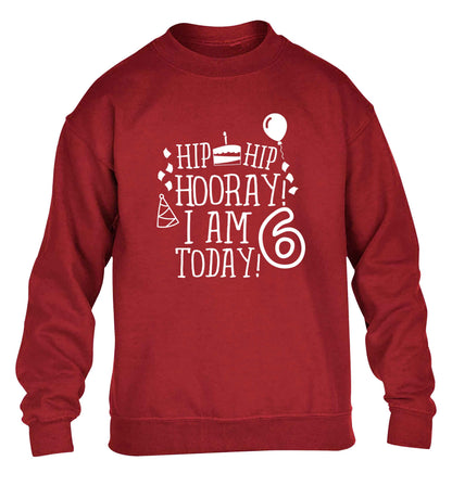 Hip hip hooray I am six today! children's grey sweater 12-13 Years