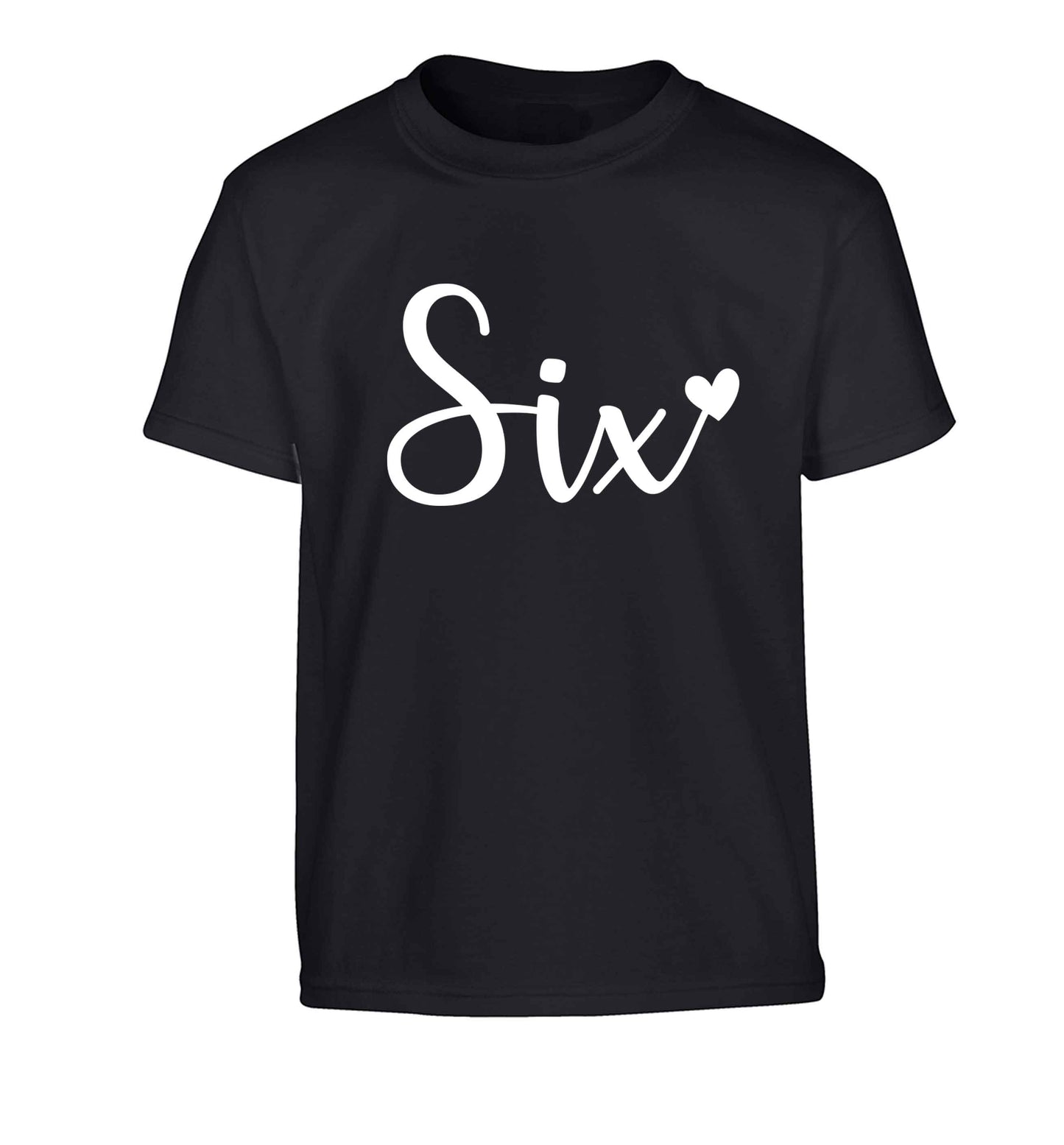 Six and heart! Children's black Tshirt 12-13 Years