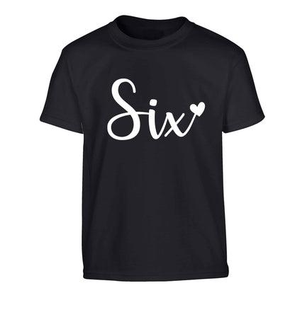 Six and heart! Children's black Tshirt 12-13 Years