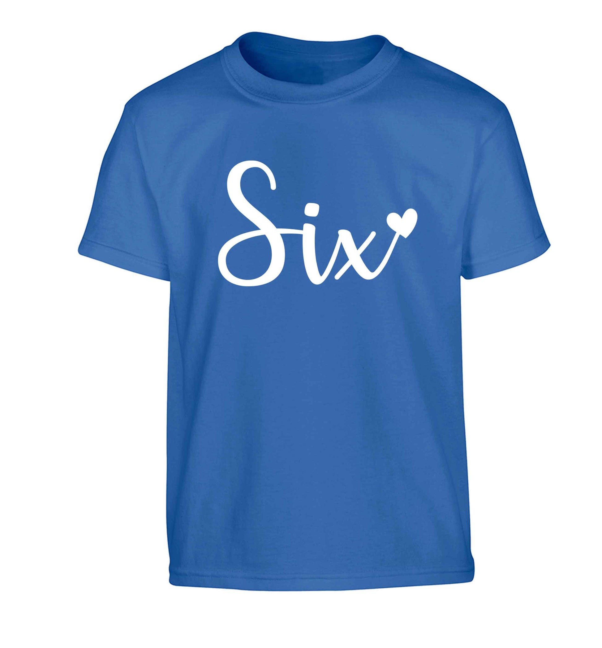 Six and heart! Children's blue Tshirt 12-13 Years