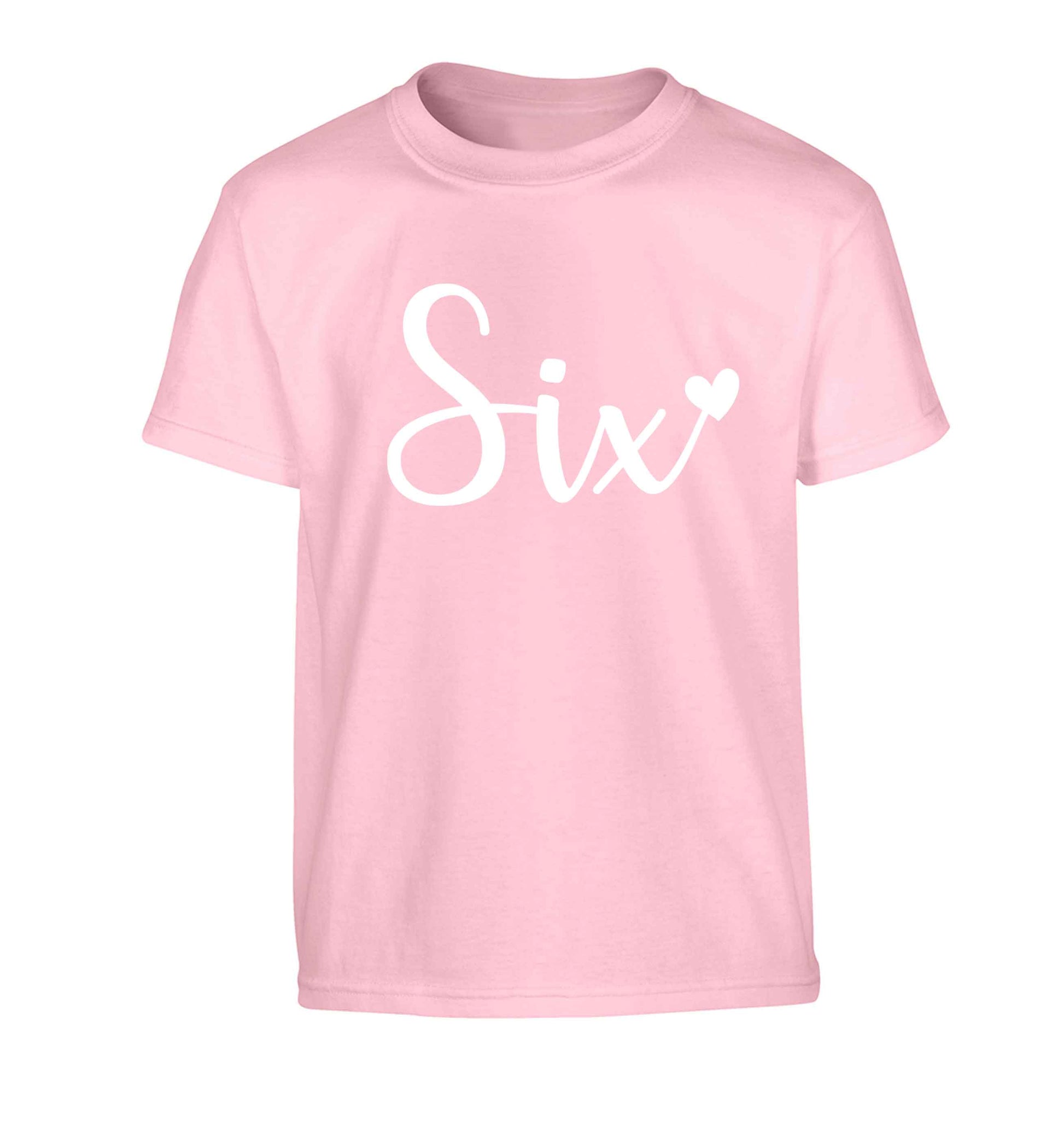 Six and heart! Children's light pink Tshirt 12-13 Years
