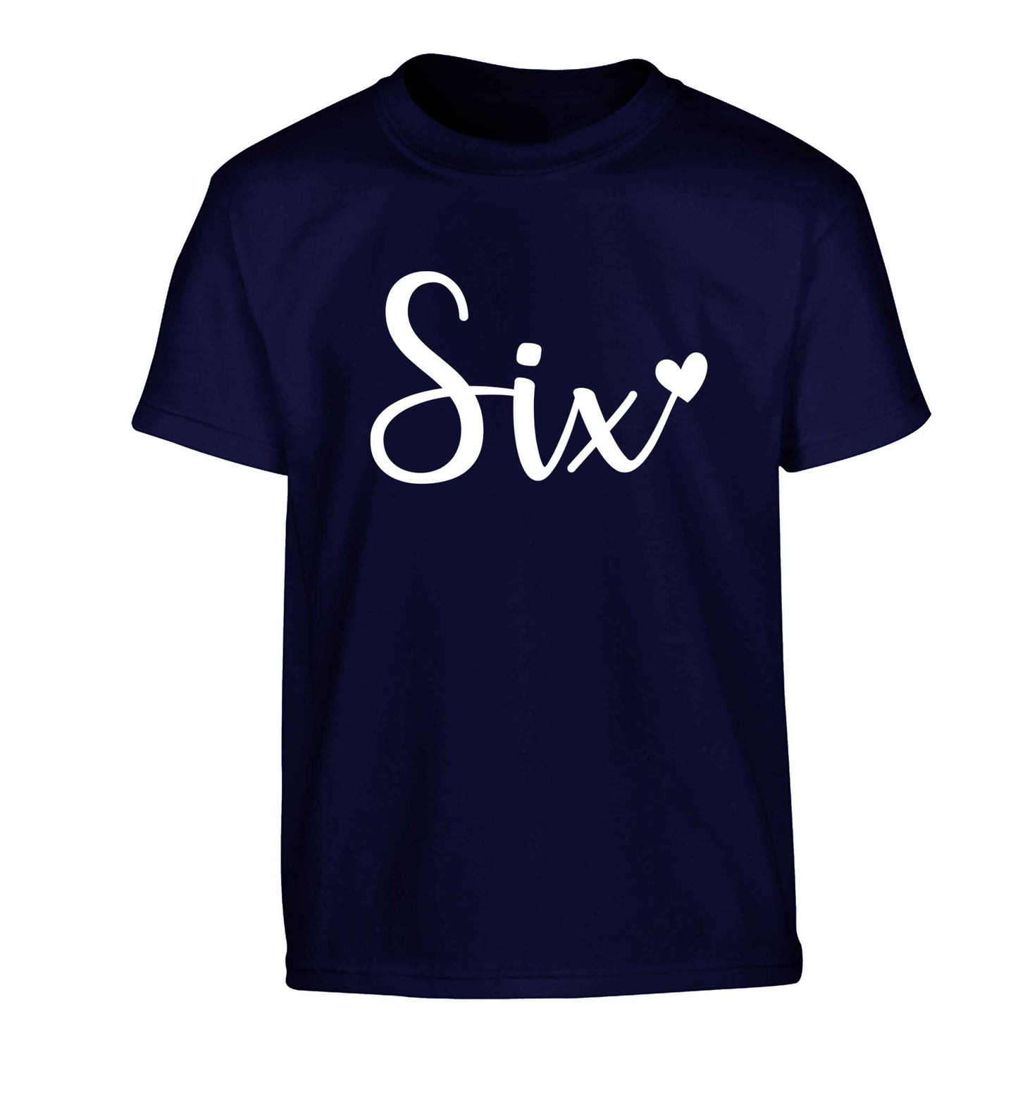 Six and heart! Children's navy Tshirt 12-13 Years
