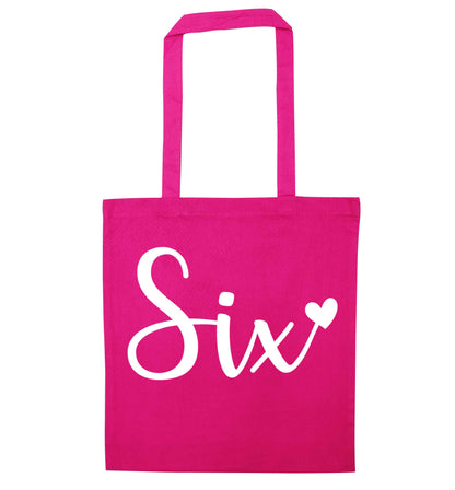 Six and heart! pink tote bag