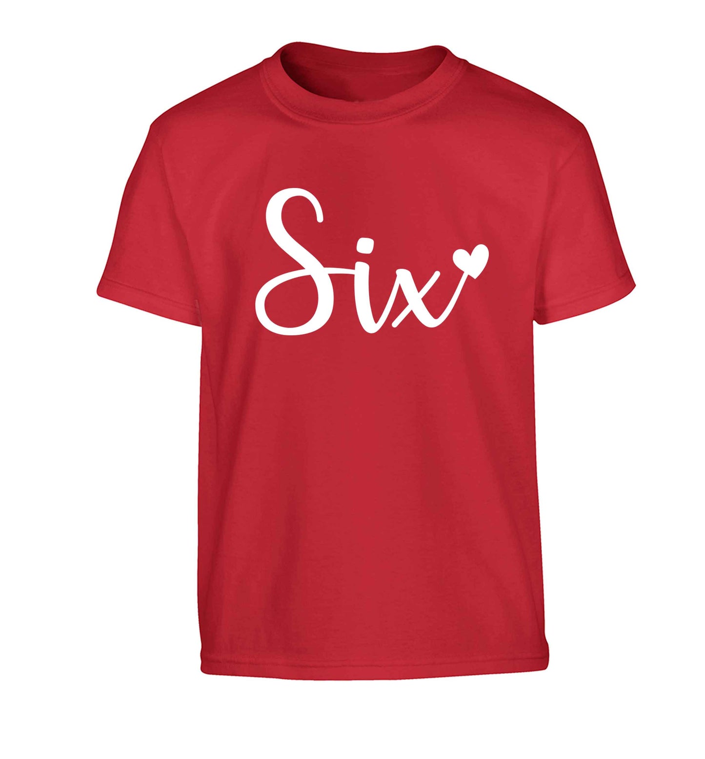 Six and heart! Children's red Tshirt 12-13 Years