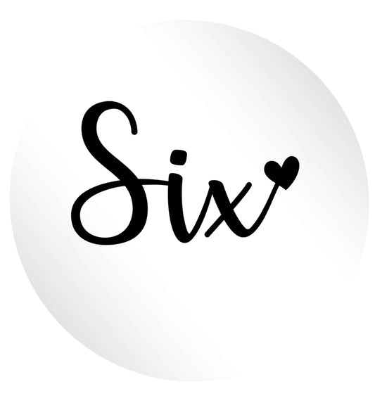 Six and heart! 24 @ 45mm matt circle stickers