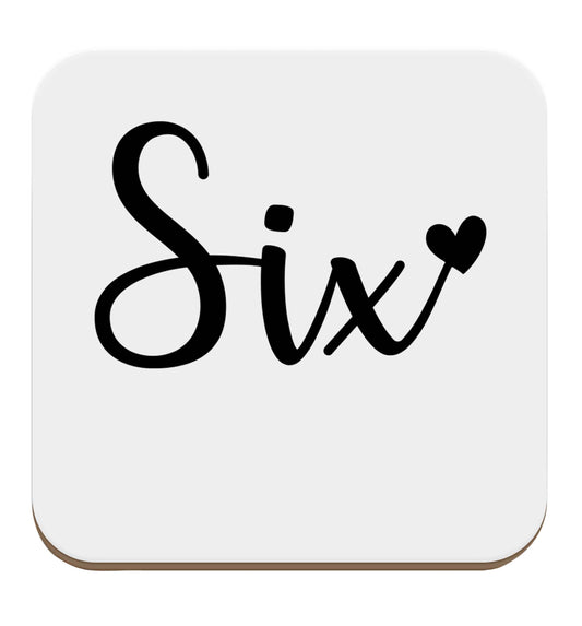 Six and heart! set of four coasters