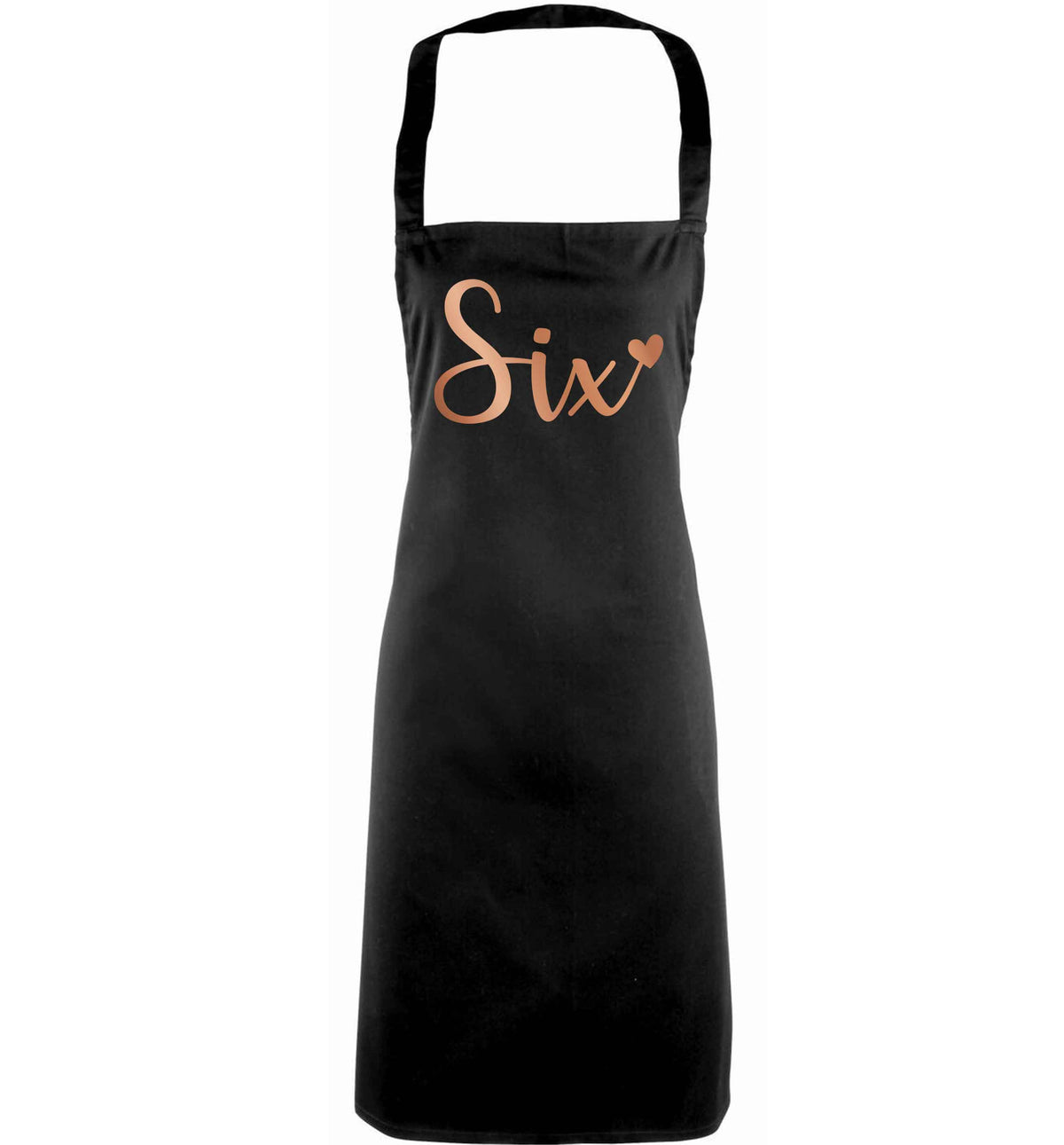 Six rose gold adults black apron