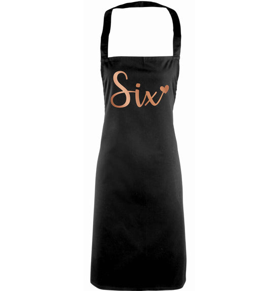 Six rose gold adults black apron