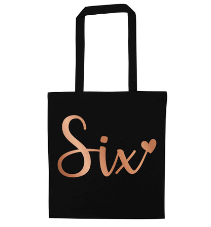 Six rose gold black tote bag