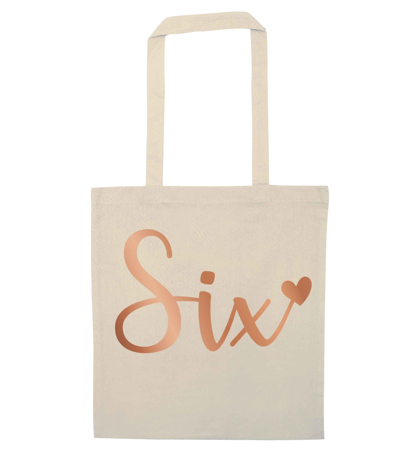 Six rose gold natural tote bag