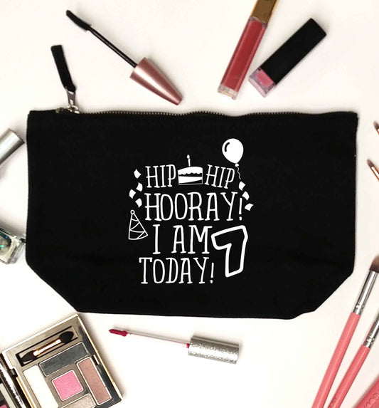 Hip hip I am seven today! black makeup bag