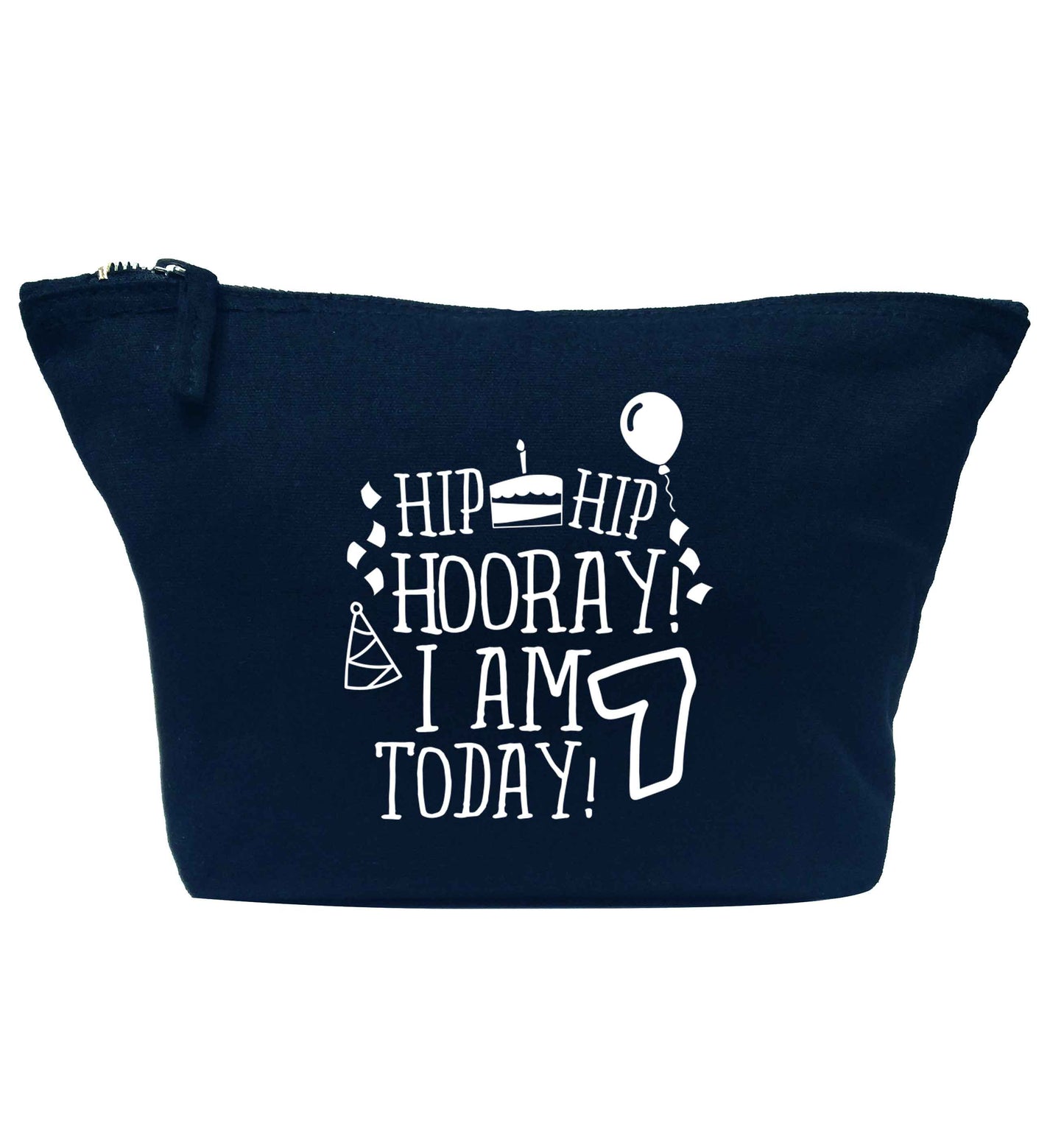 Hip hip I am seven today! navy makeup bag