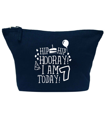 Hip hip I am seven today! navy makeup bag