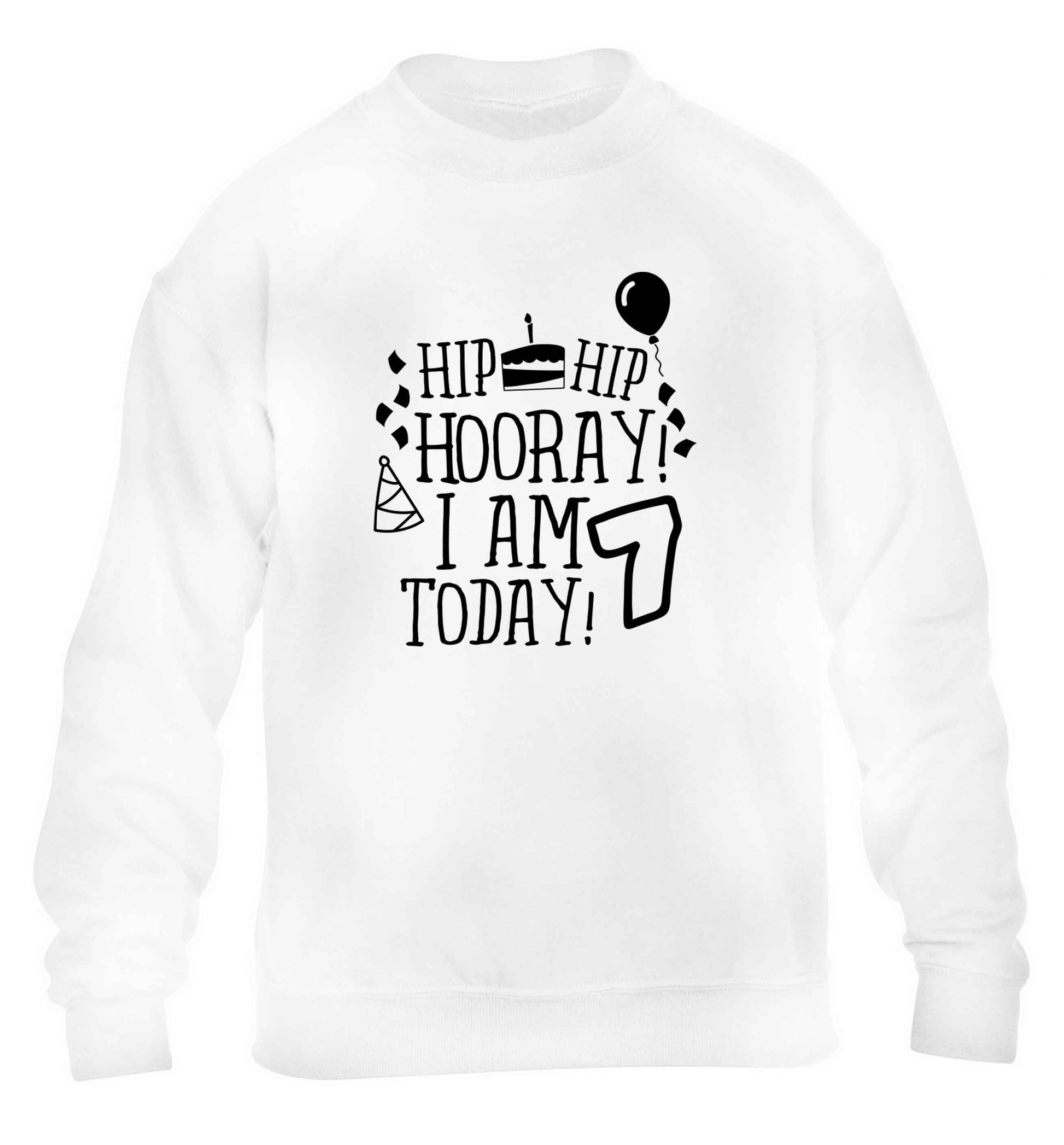 Hip hip I am seven today! children's white sweater 12-13 Years