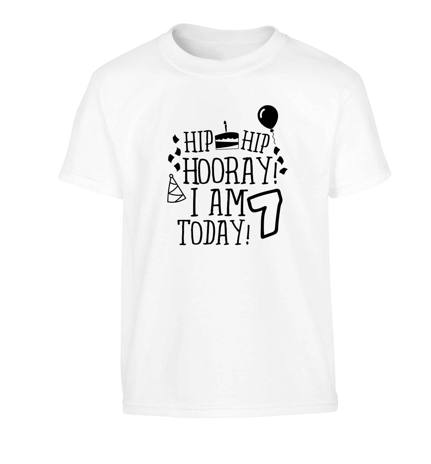 Hip hip I am seven today! Children's white Tshirt 12-13 Years