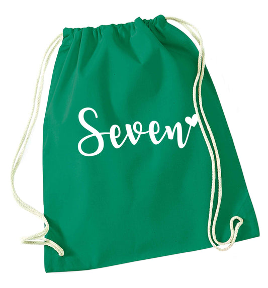 Seven and heart green drawstring bag