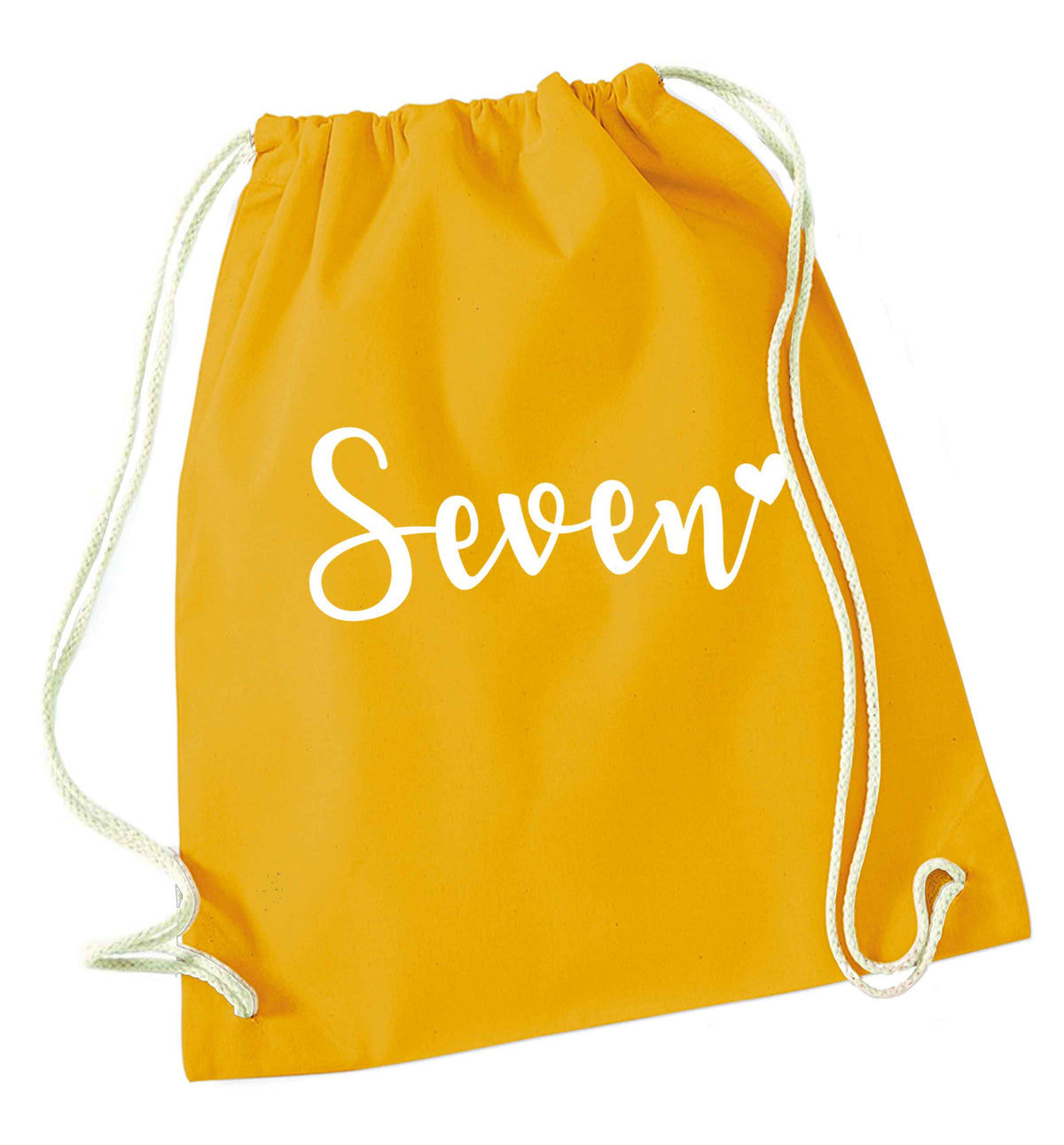 Seven and heart mustard drawstring bag