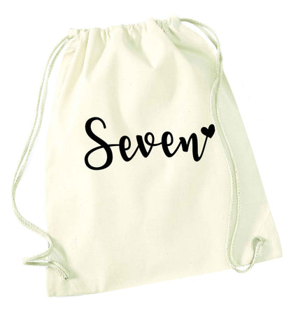 Seven and heart natural drawstring bag