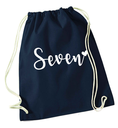 Seven and heart navy drawstring bag