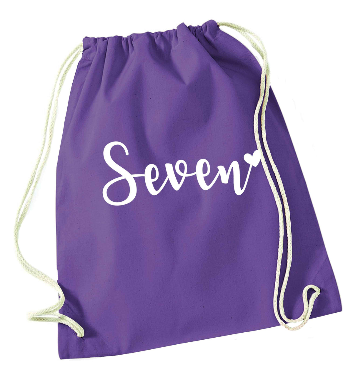 Seven and heart purple drawstring bag