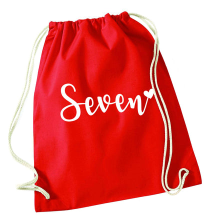 Seven and heart red drawstring bag 