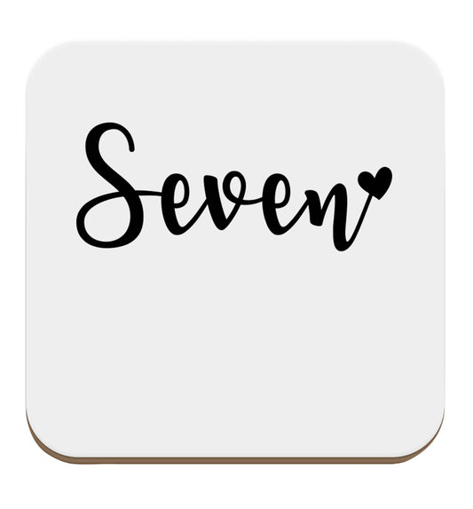 Seven and heart set of four coasters