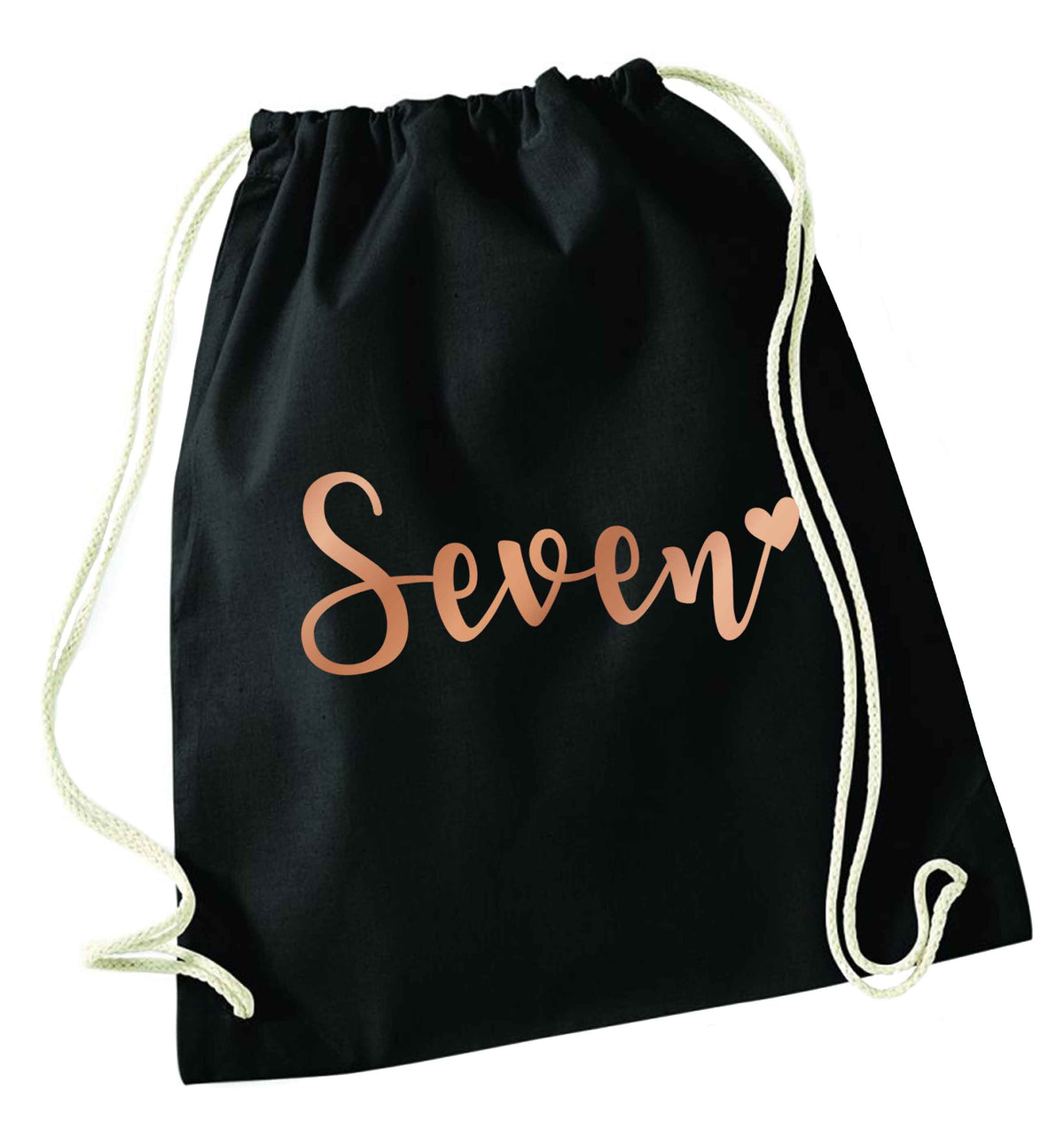 Seven rose gold black drawstring bag