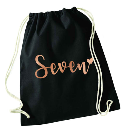 Seven rose gold black drawstring bag