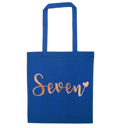 Seven rose gold blue tote bag