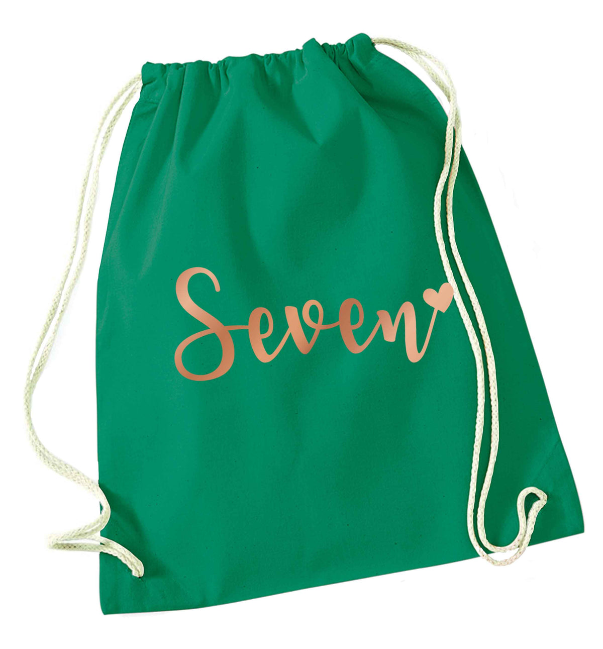 Seven rose gold green drawstring bag