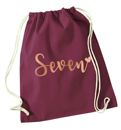 Seven rose gold maroon drawstring bag