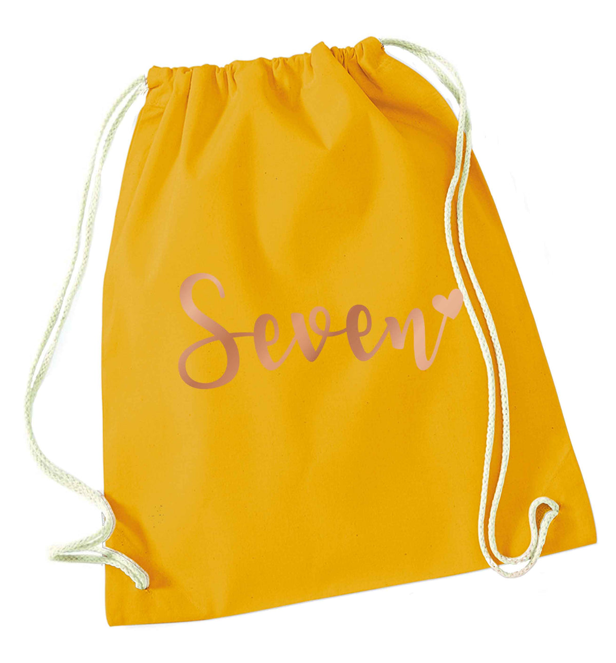 Seven rose gold mustard drawstring bag