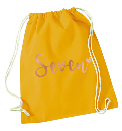 Seven rose gold mustard drawstring bag