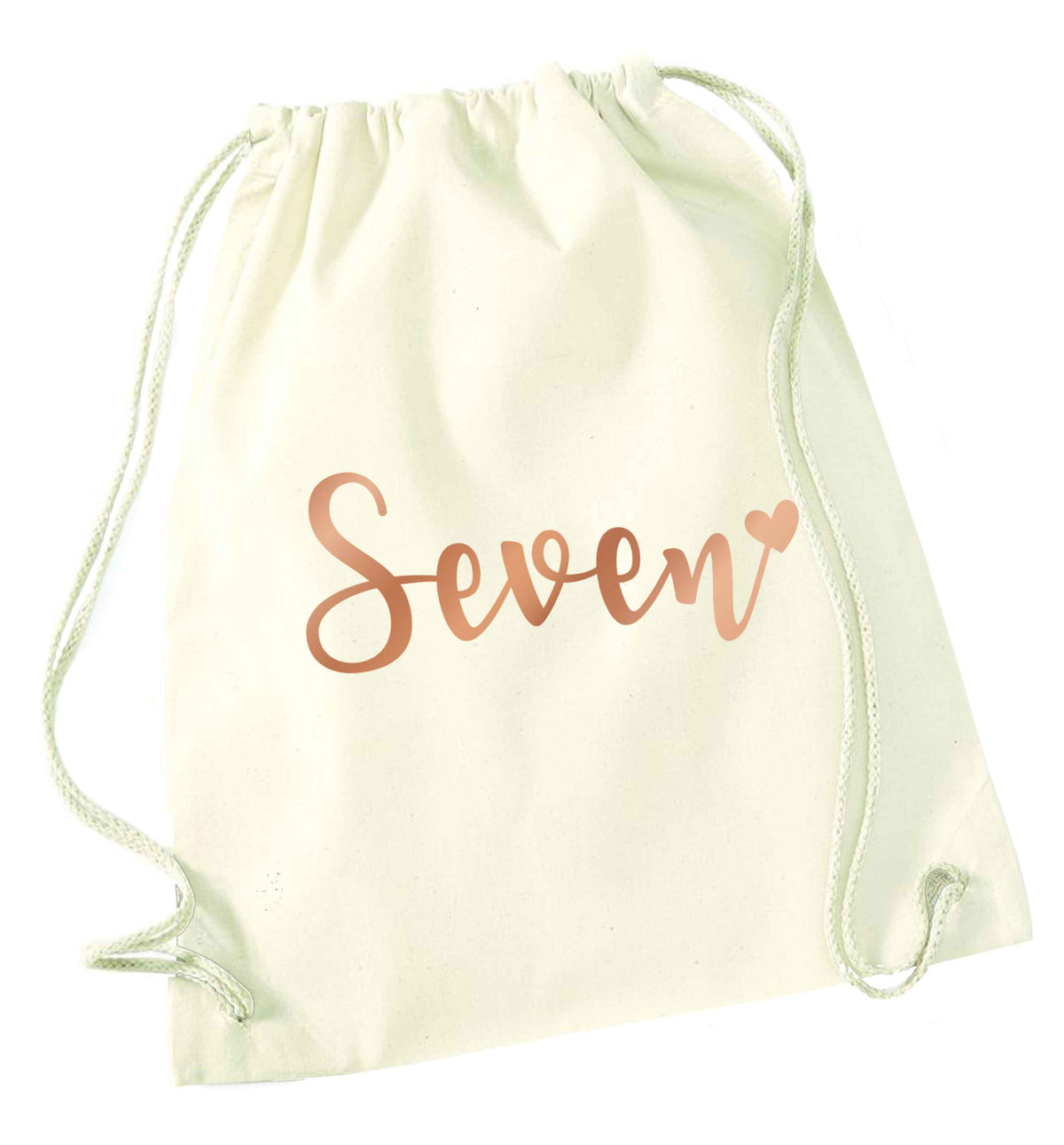 Seven rose gold natural drawstring bag