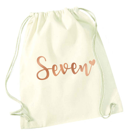 Seven rose gold natural drawstring bag