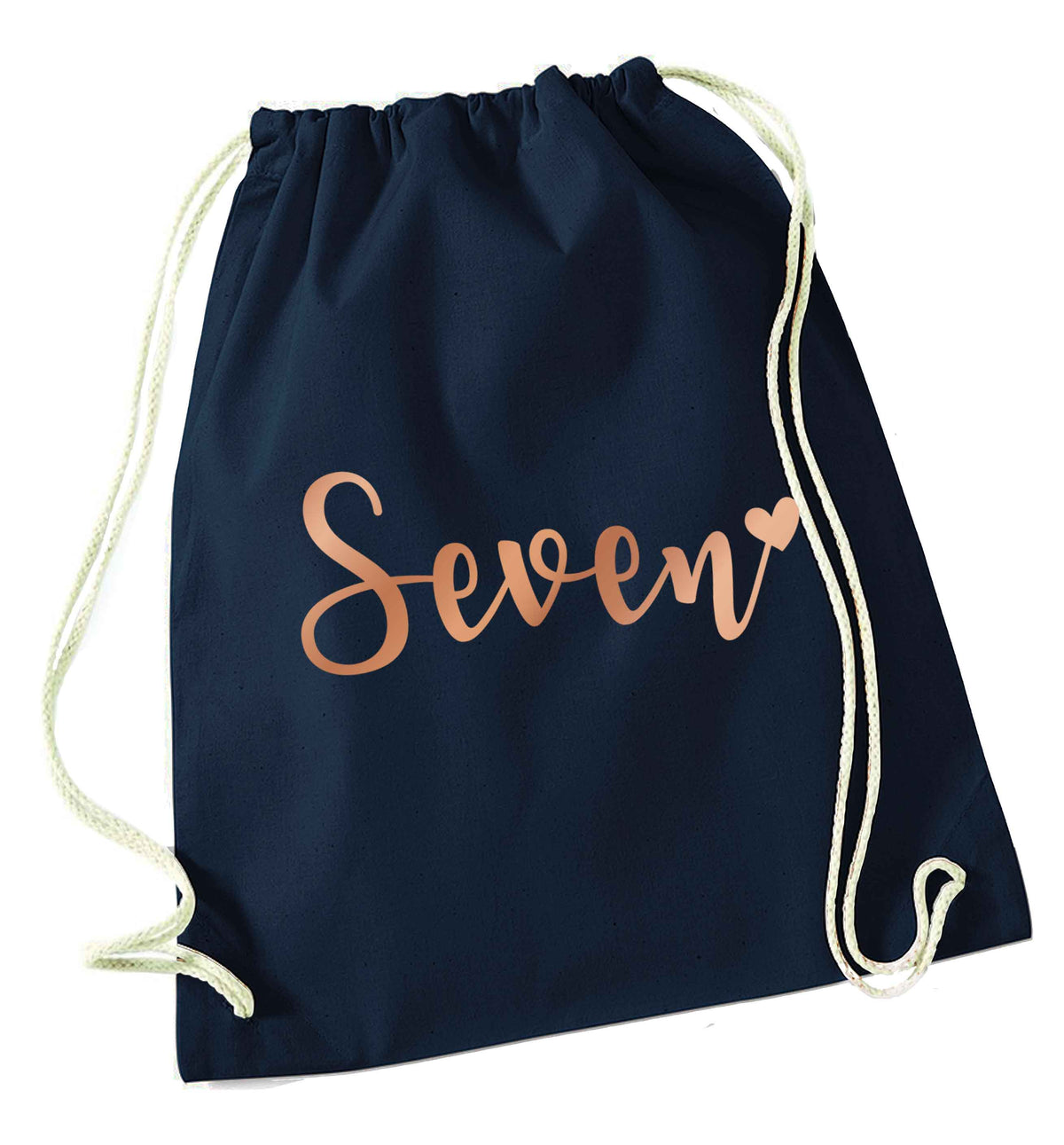 Seven rose gold navy drawstring bag