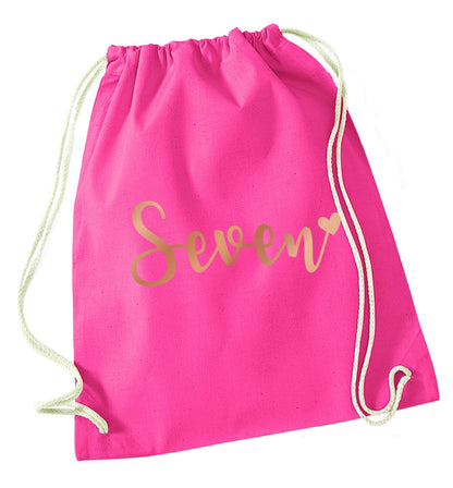 Seven rose gold pink drawstring bag