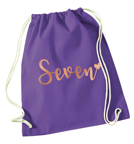 Seven rose gold purple drawstring bag