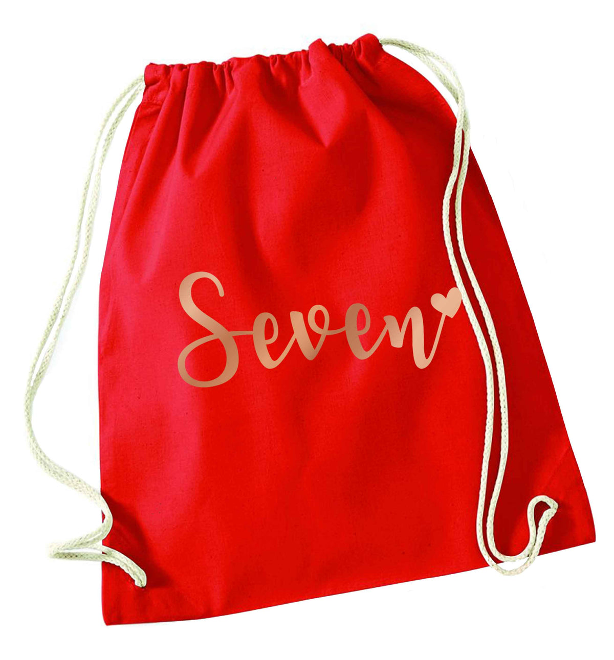 Seven rose gold red drawstring bag 