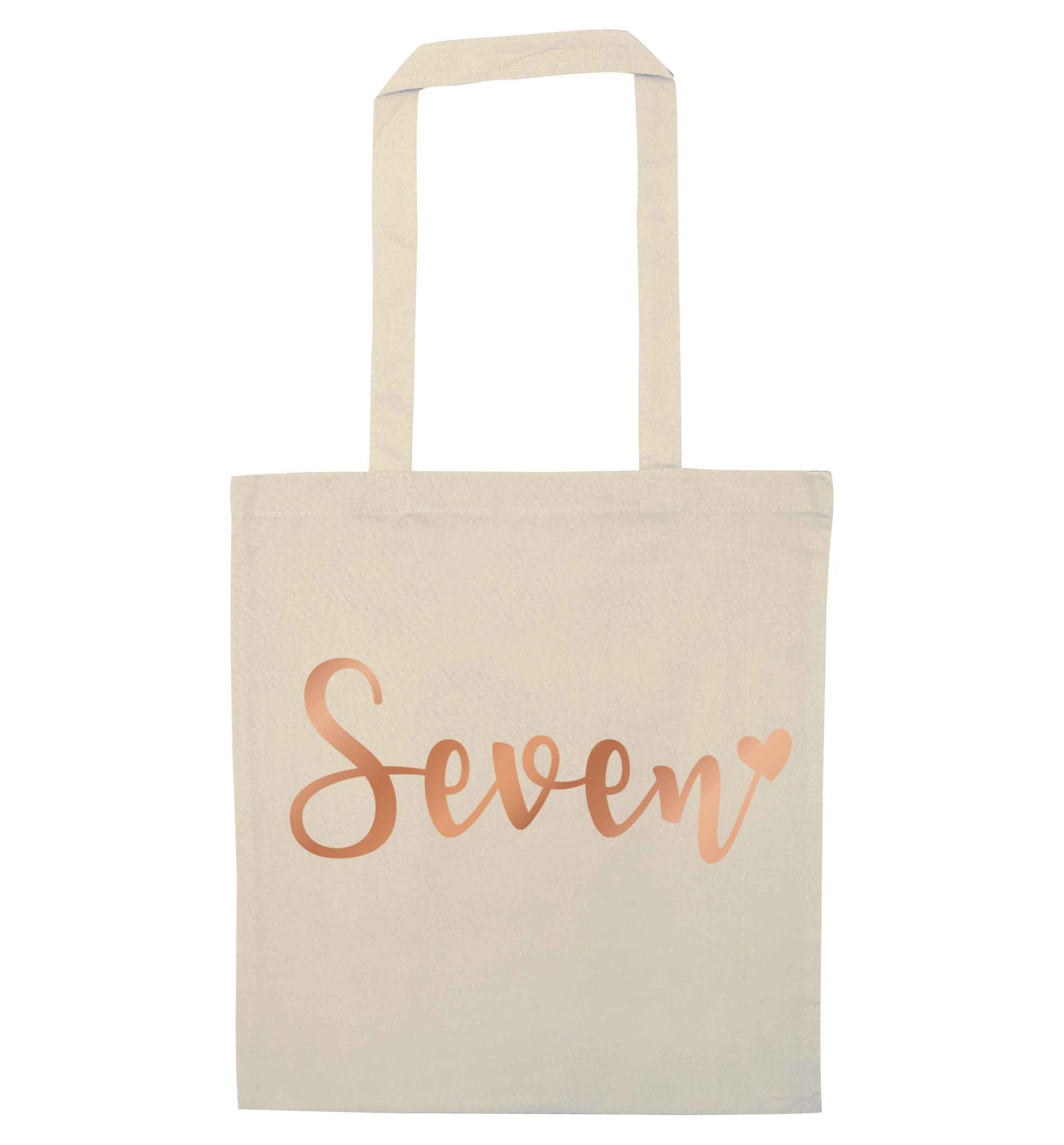 Seven rose gold natural tote bag
