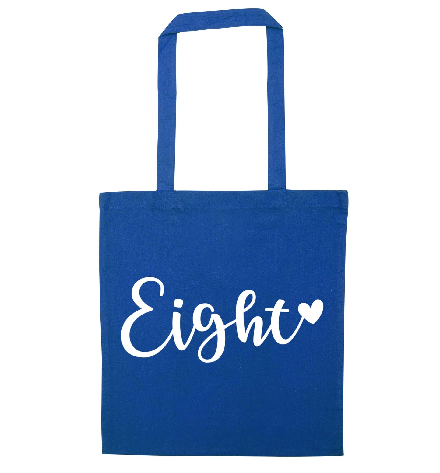 Eight and heart blue tote bag