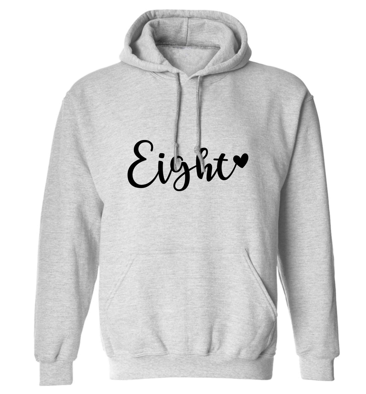 Eight and heart adults unisex grey hoodie 2XL