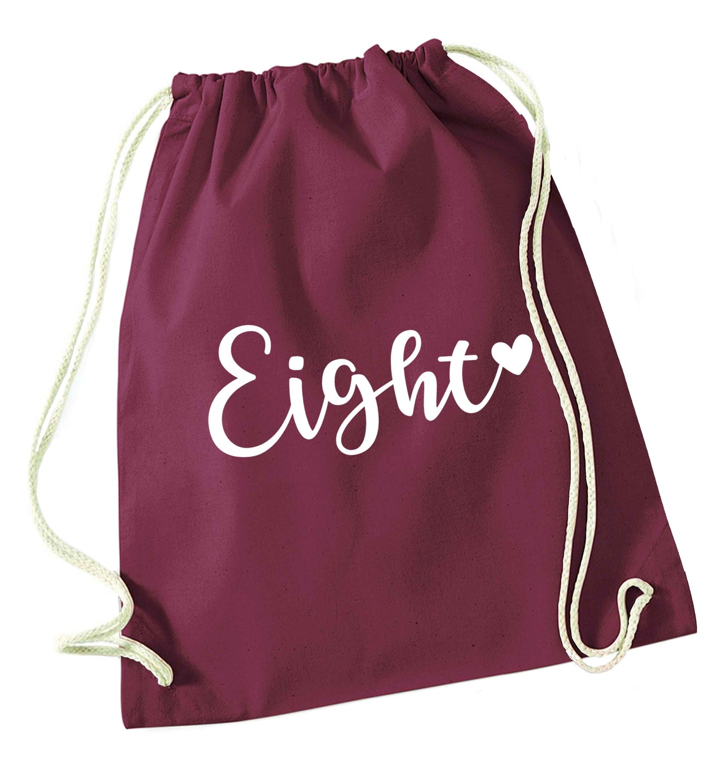 Eight and heart maroon drawstring bag