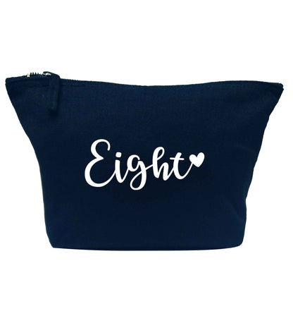 Eight and heart navy makeup bag