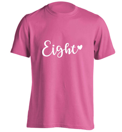 Eight and heart adults unisex pink Tshirt 2XL